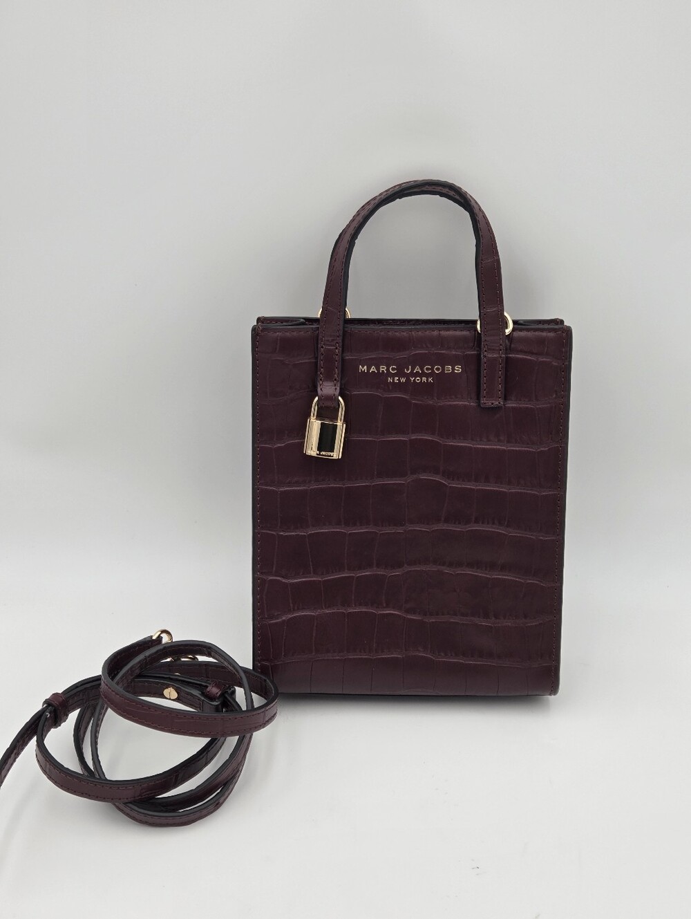 Marc Jacobs The Grind Micro Tote In Syrah Croc